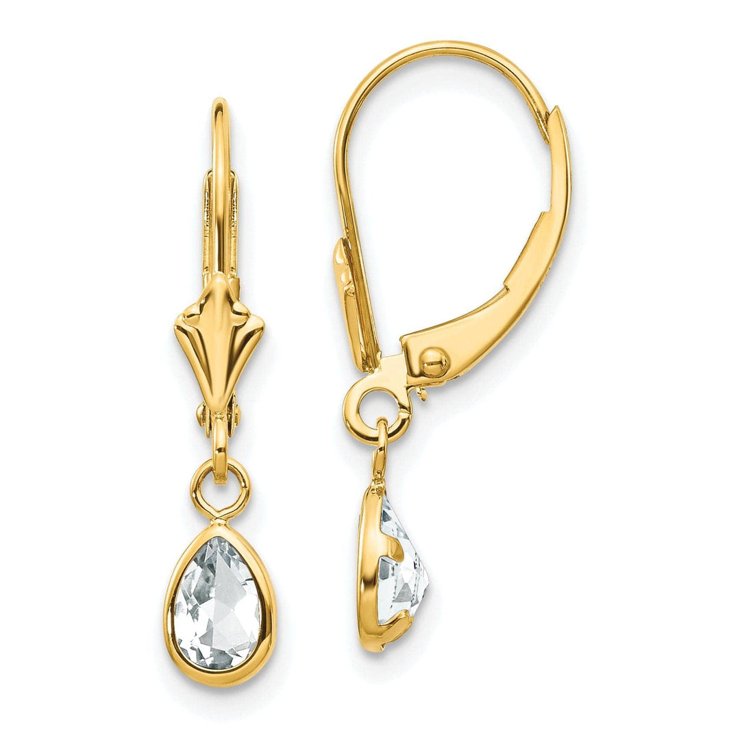 Lovely Rita's Earrings 14k Yellow Gold White Zirconia Birthstone Earrings