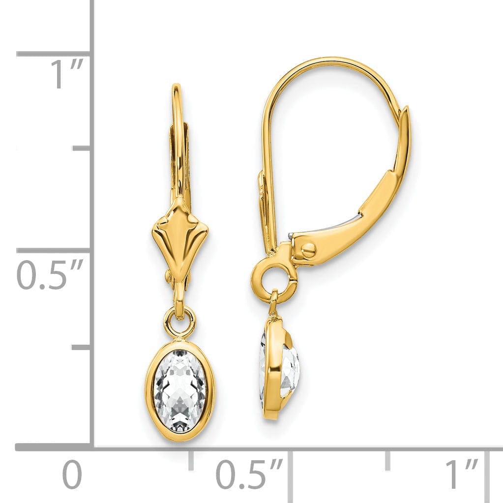 Lovely Rita's Earrings 14k Yellow Gold White Zirconia Birthstone Earrings