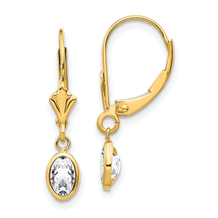 Lovely Rita's Earrings 14k Yellow Gold White Zirconia Birthstone Earrings