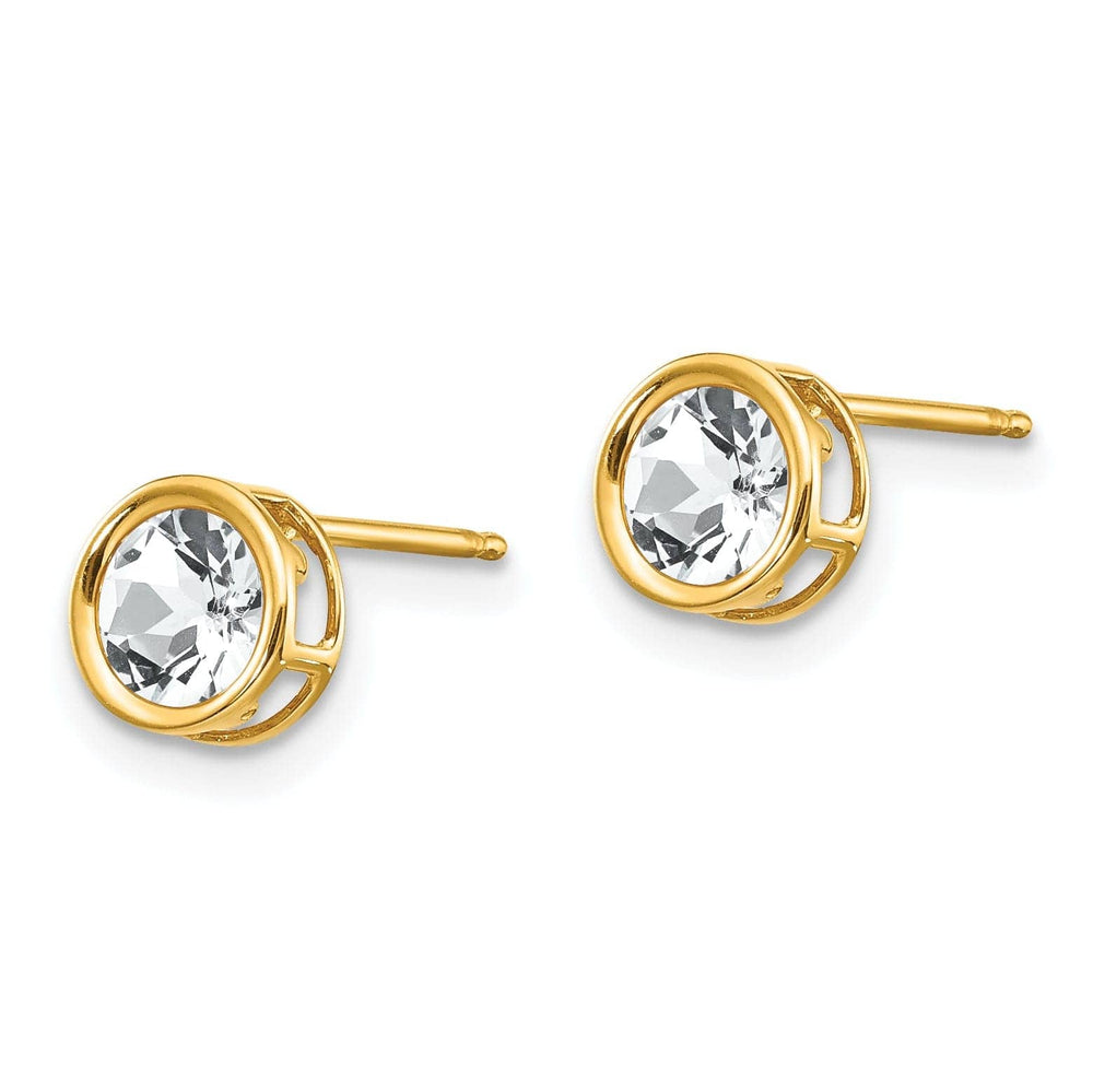 Lovely Rita's Earrings 14k Yellow Gold White Zirconia Birthstone Earrings