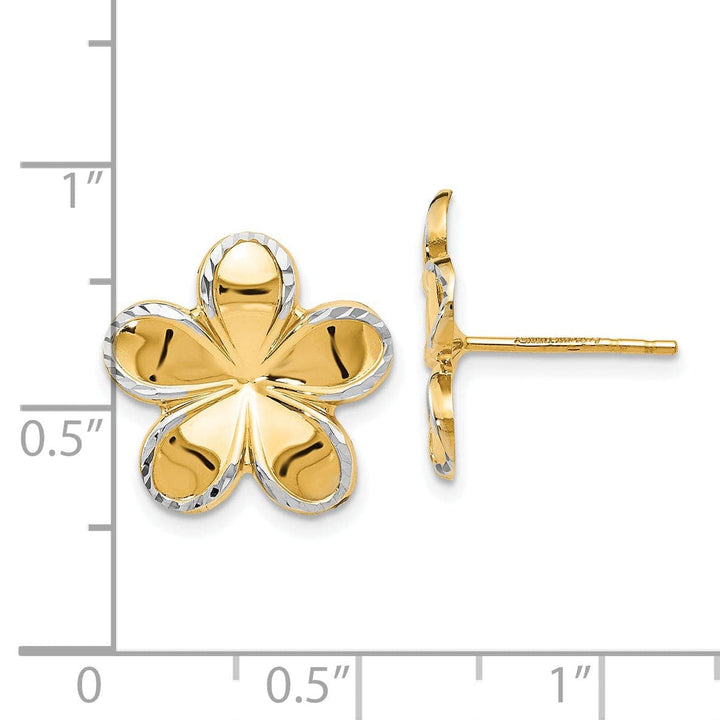 Lovely Rita's Earrings 14k Yellow Rhodium Flower Post Earrings