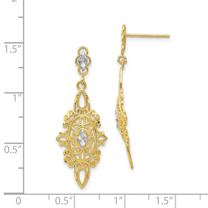 Lovely Rita's Earrings 14k Yellow | Rhodium Gold D-C Filigree Earrings