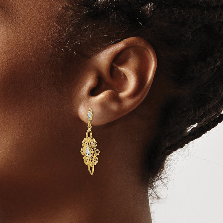 Lovely Rita's Earrings 14k Yellow | Rhodium Gold D-C Filigree Earrings