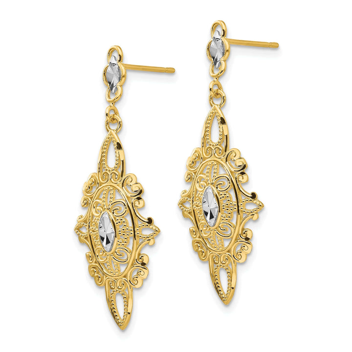 Lovely Rita's Earrings 14k Yellow | Rhodium Gold D-C Filigree Earrings