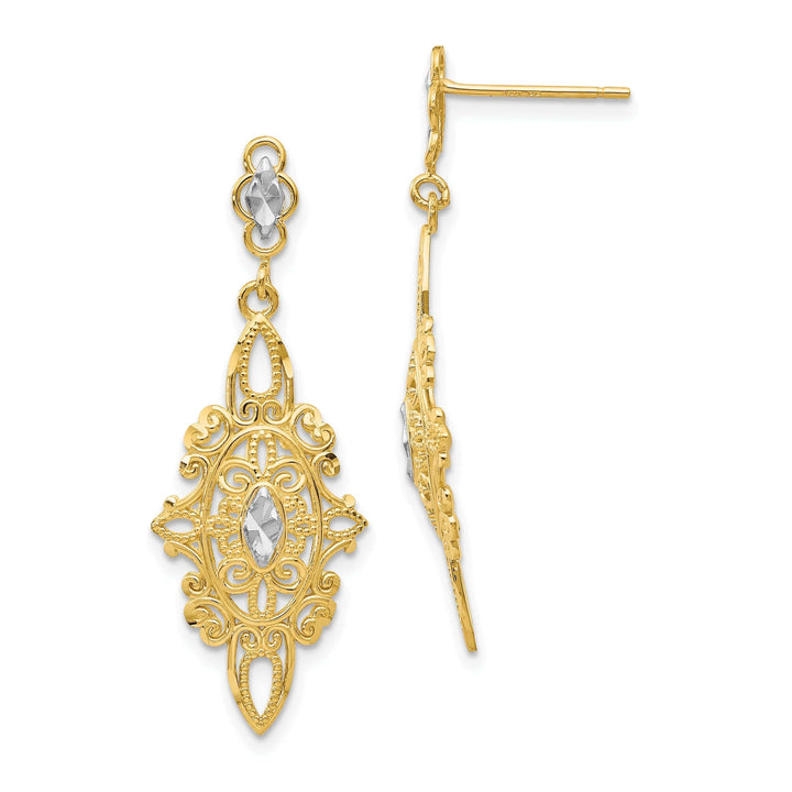 Lovely Rita's Earrings 14k Yellow | Rhodium Gold D-C Filigree Earrings