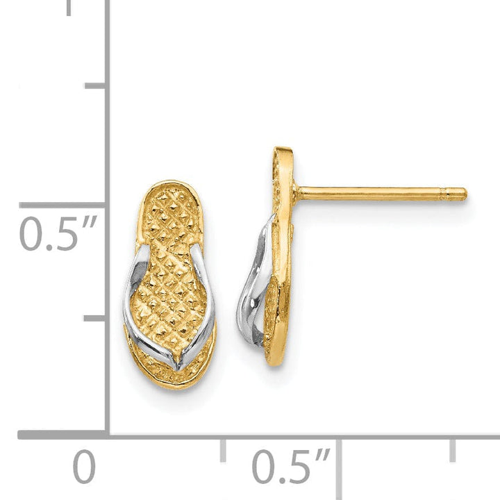 Lovely Rita's Earrings 14k Yellow Rhodium Gold Flip Flop Earrings