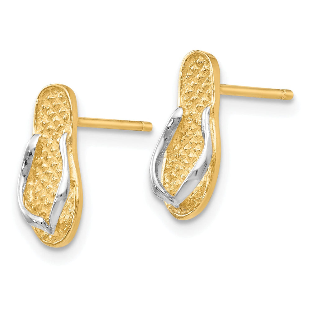 Lovely Rita's Earrings 14k Yellow Rhodium Gold Flip Flop Earrings