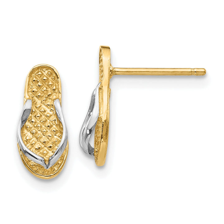 Lovely Rita's Earrings 14k Yellow Rhodium Gold Flip Flop Earrings