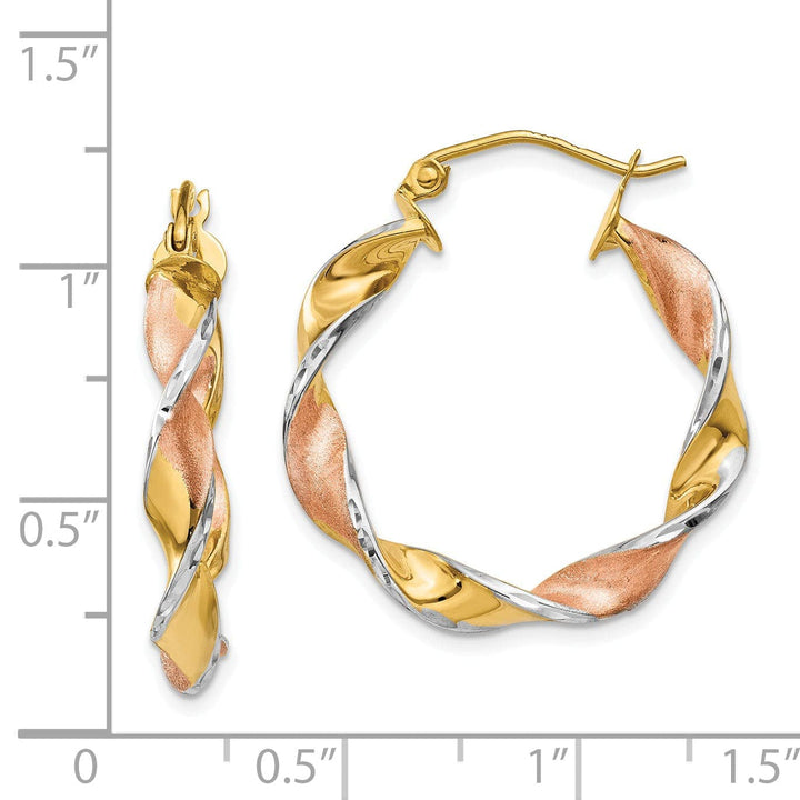 Lovely Rita's Earrings 14k Yellow Rhodium Gold Twisted Hoop Earrings