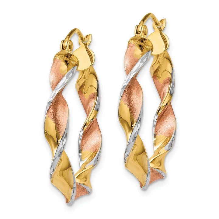 Lovely Rita's Earrings 14k Yellow Rhodium Gold Twisted Hoop Earrings