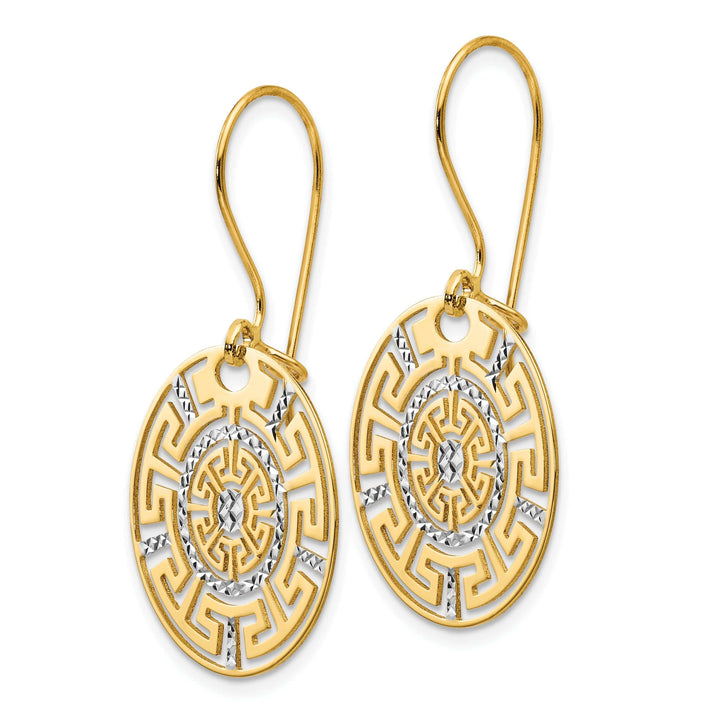 Lovely Rita's Earrings 14k Yellow Rhodium Greek Key Dangle Earrings