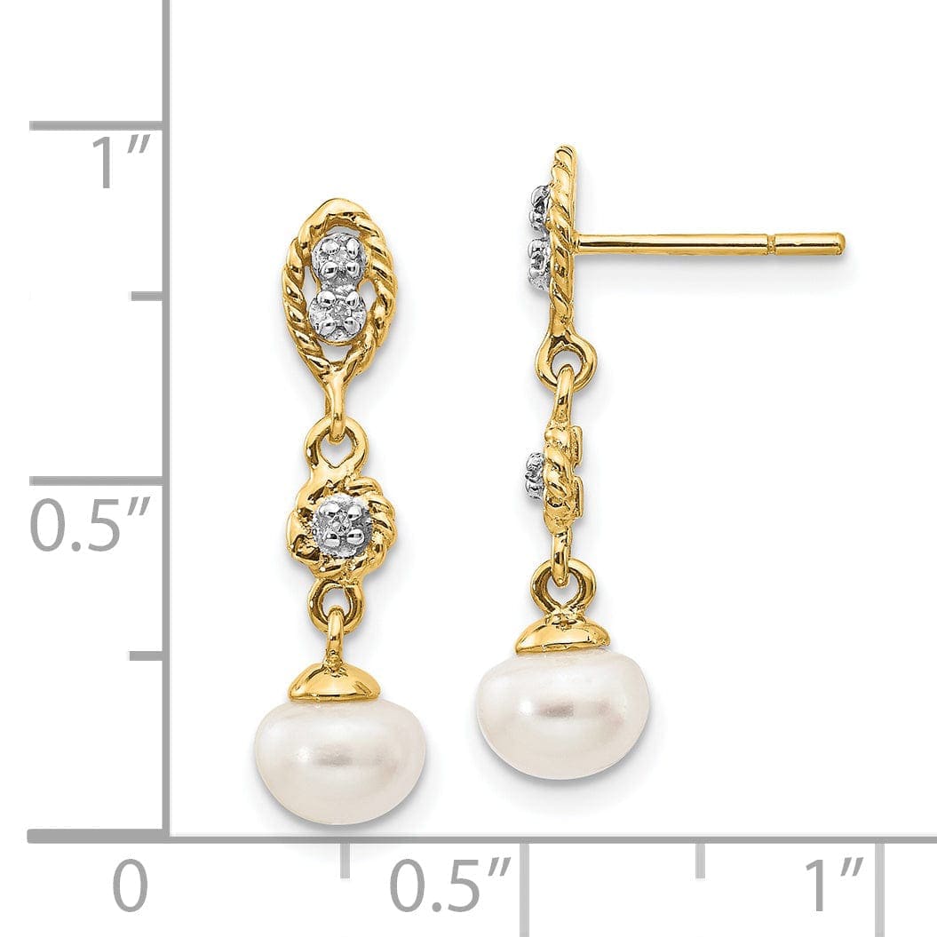 Lovely Rita's Earrings 14k Yellow Rhodium Pearl Diamond Post Earrings