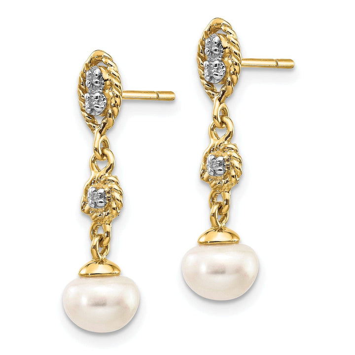 Lovely Rita's Earrings 14k Yellow Rhodium Pearl Diamond Post Earrings