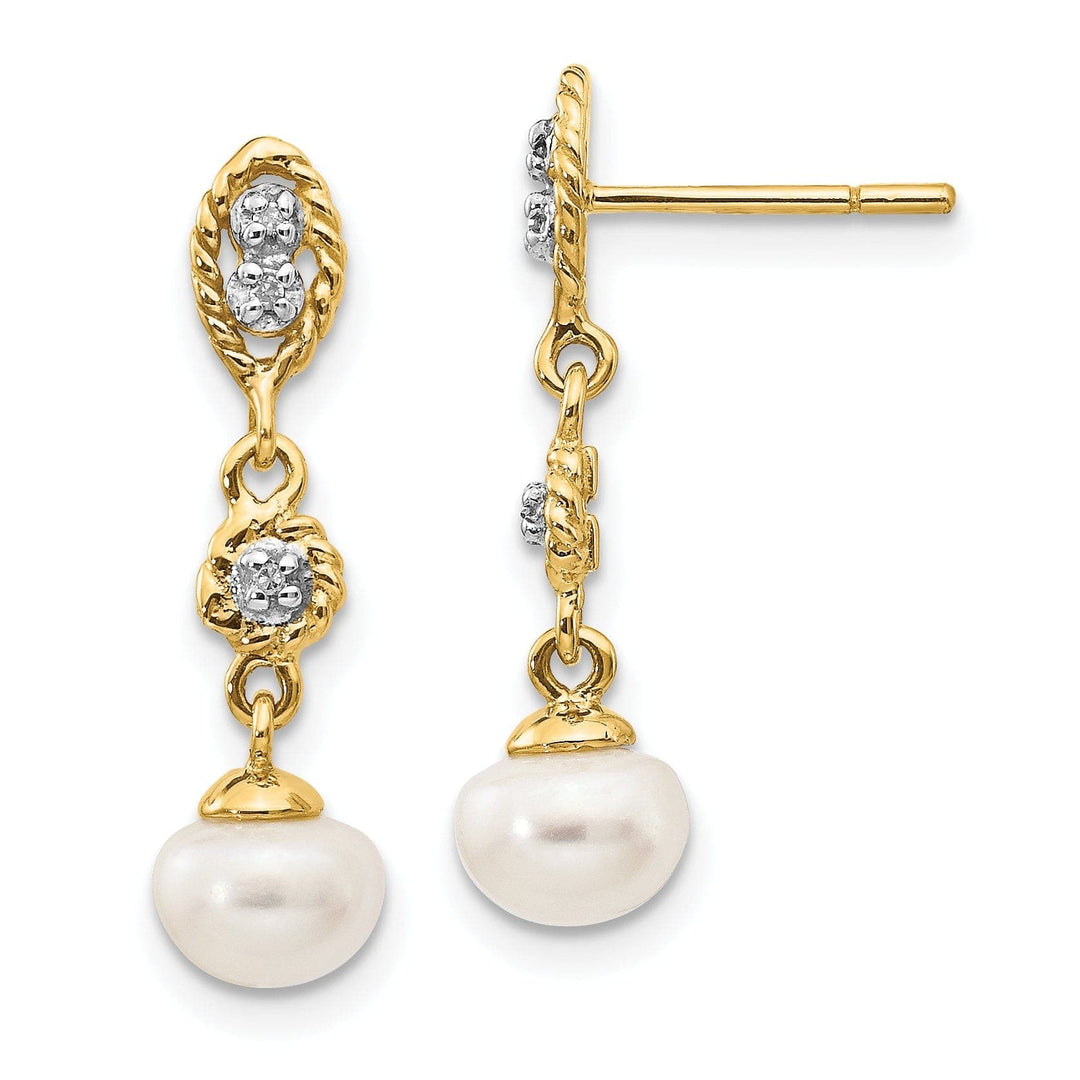 Lovely Rita's Earrings 14k Yellow Rhodium Pearl Diamond Post Earrings