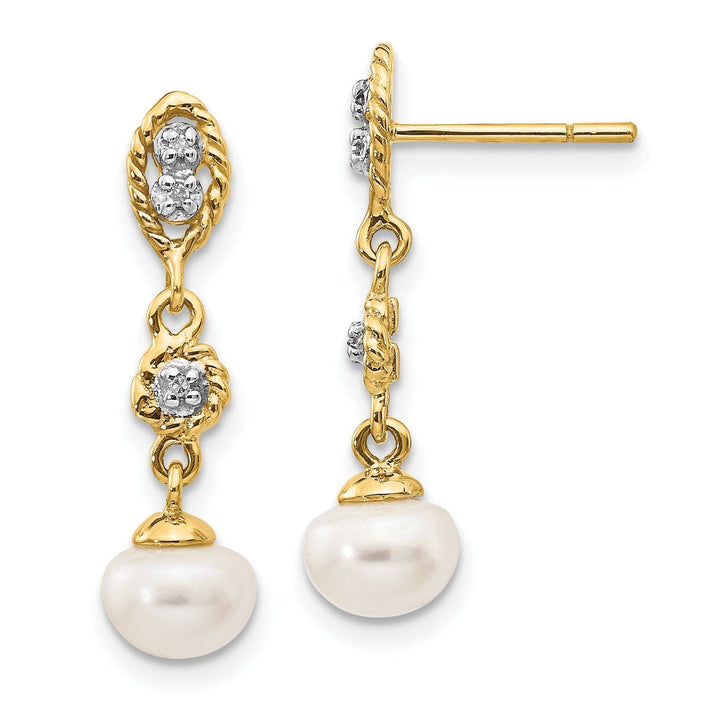 Lovely Rita's Earrings 14k Yellow Rhodium Pearl Diamond Post Earrings