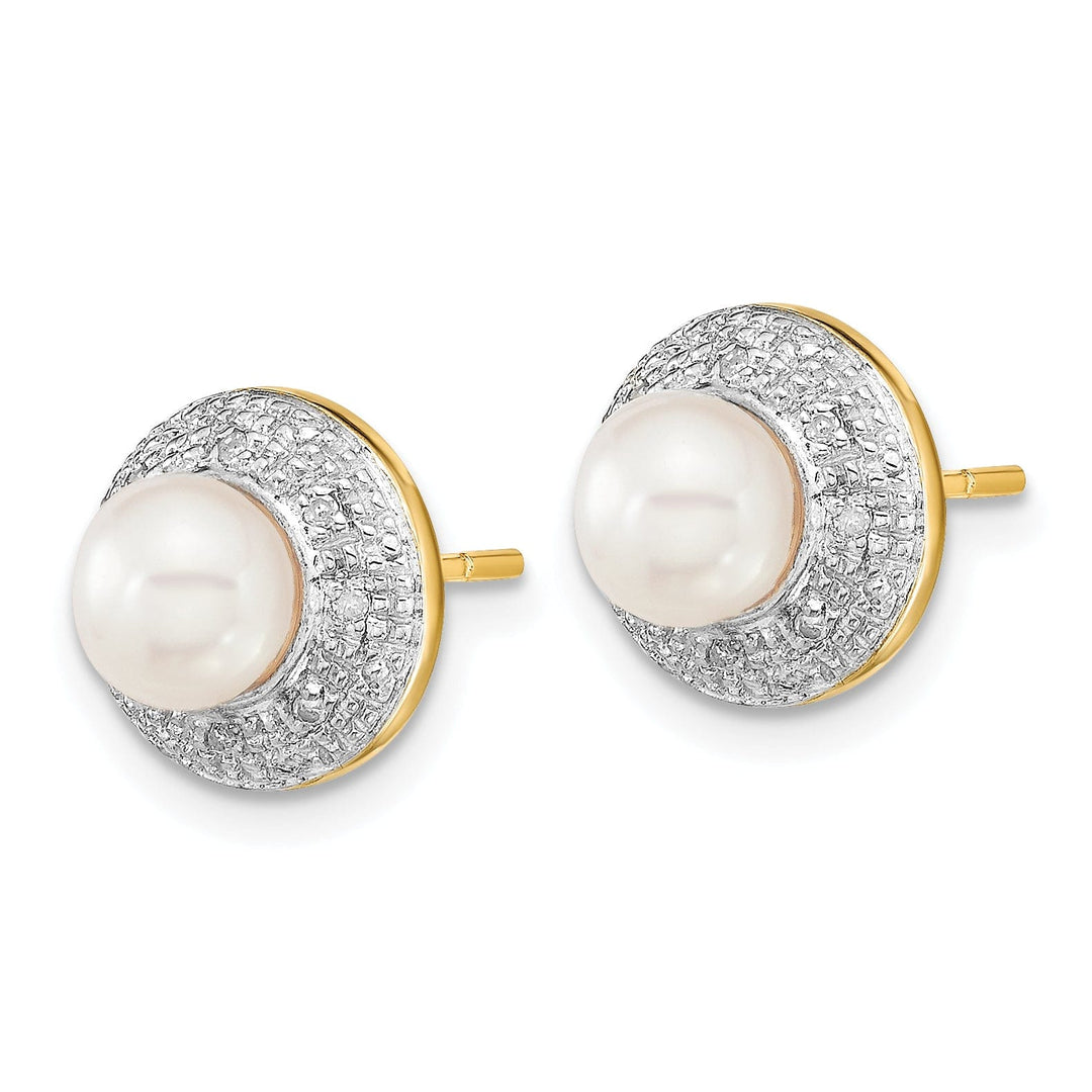 Lovely Rita's Earrings 14k Yellow Rhodium Pearl Diamond Post Earrings