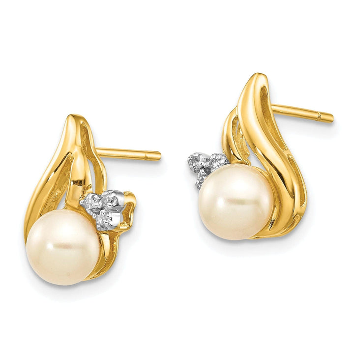Lovely Rita's Earrings 14k Yellow Rhodium Pearl Diamond Post Earrings