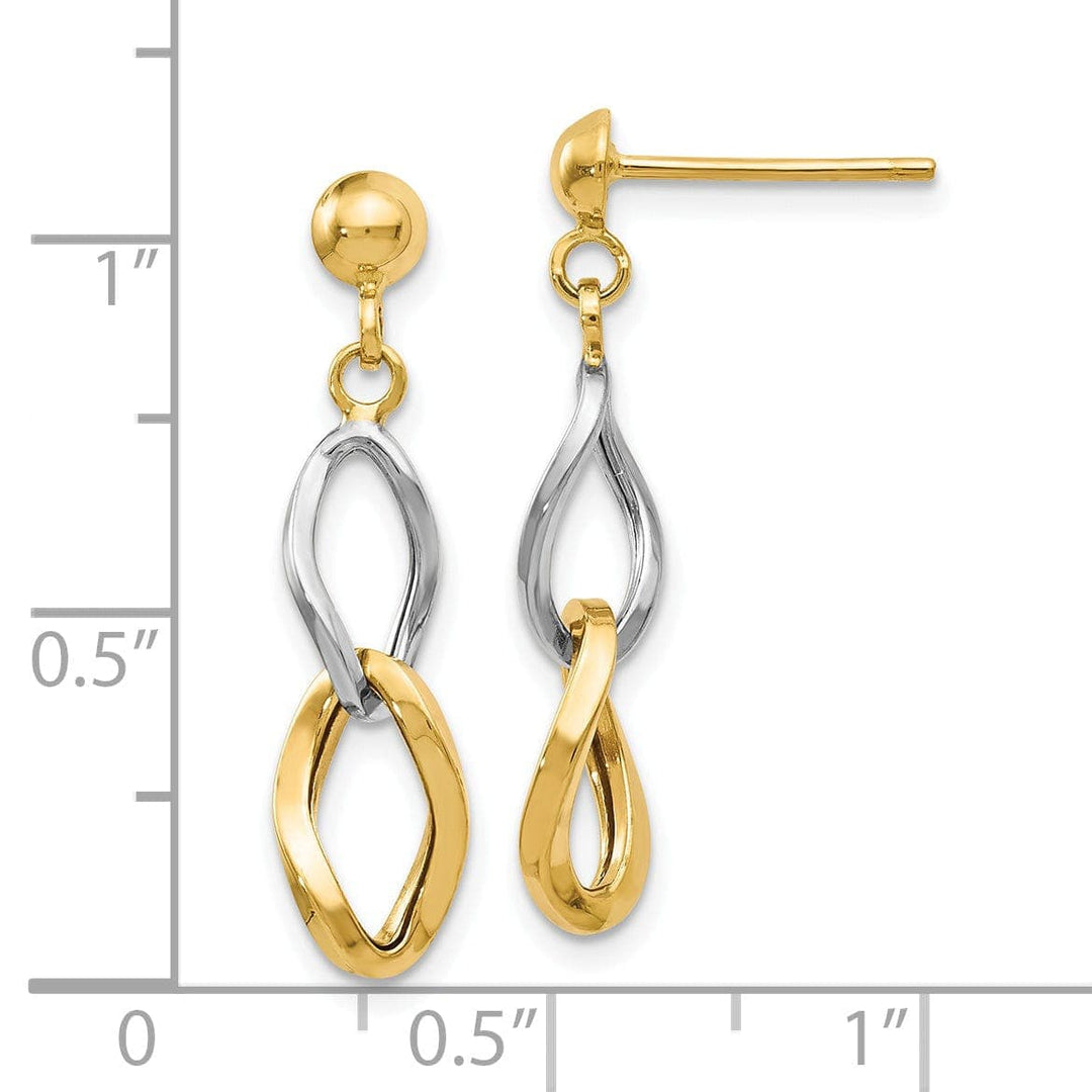 Lovely Rita's Earrings 14k Yellow Rhodium Post Dangle Earrings