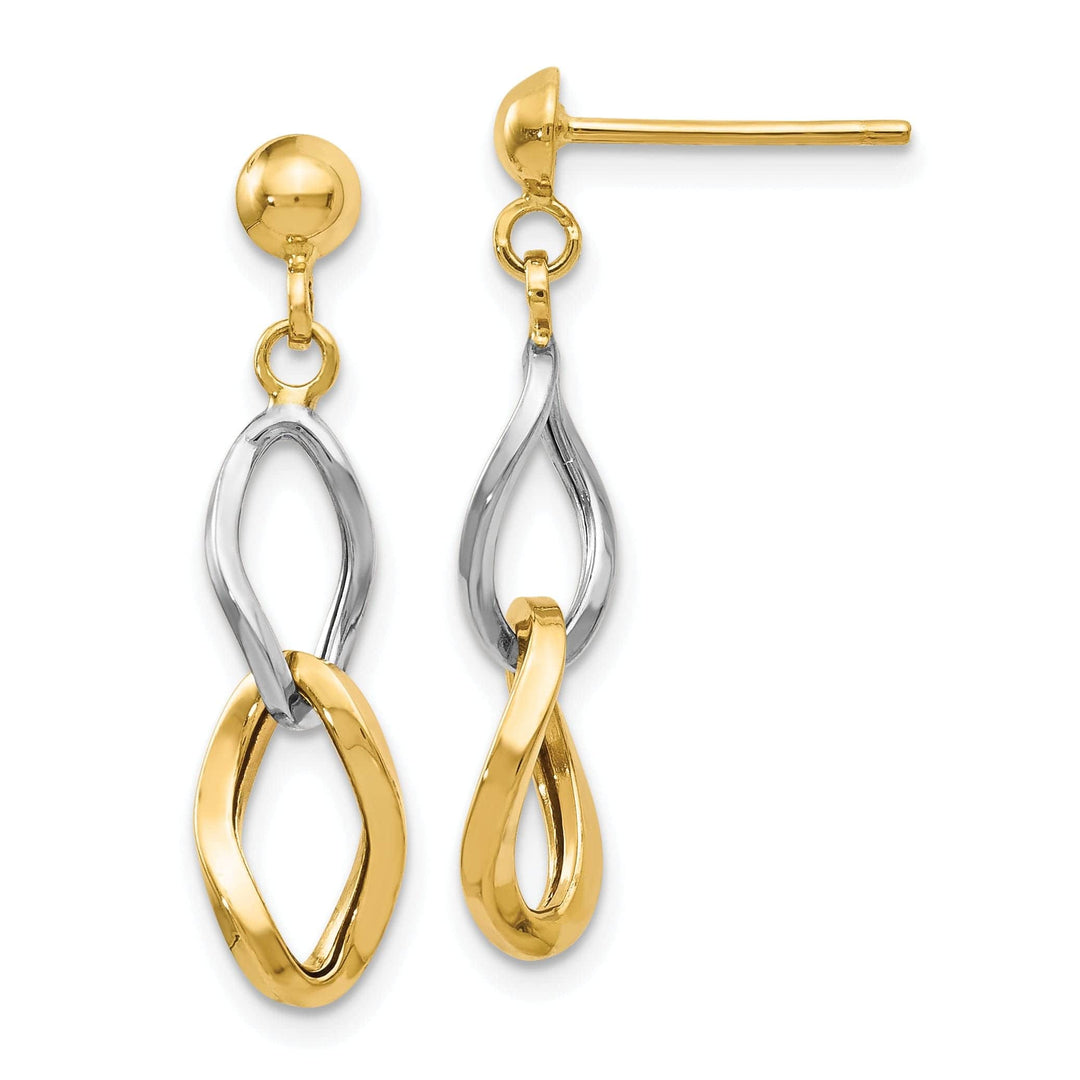 Lovely Rita's Earrings 14k Yellow Rhodium Post Dangle Earrings