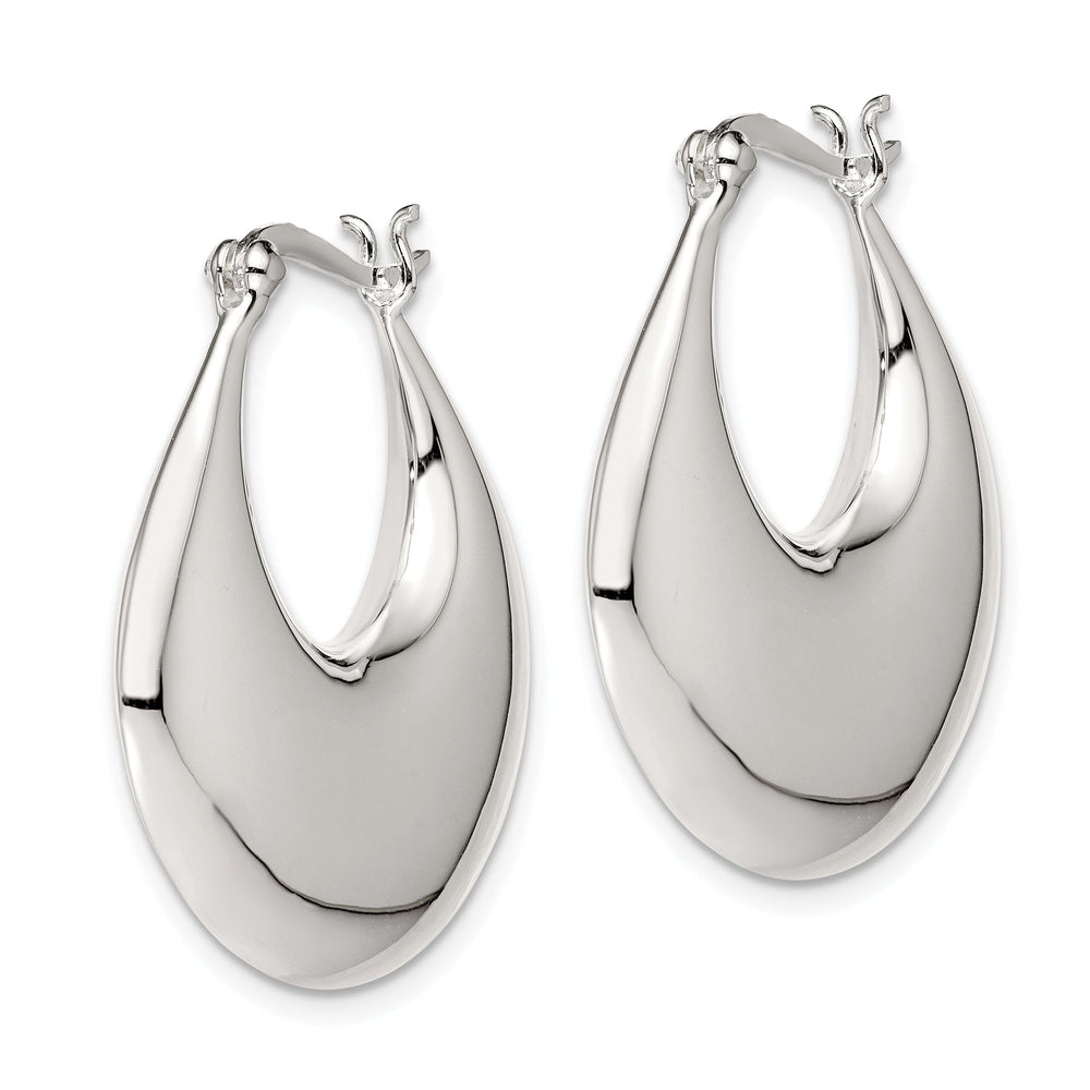 Lovely Rita's Earrings 925 Sterling Silver Polished Puffed Design Hoop Earrings