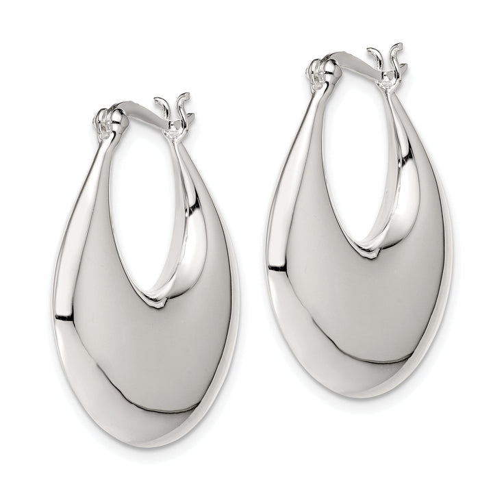Lovely Rita's Earrings 925 Sterling Silver Polished Puffed Design Hoop Earrings