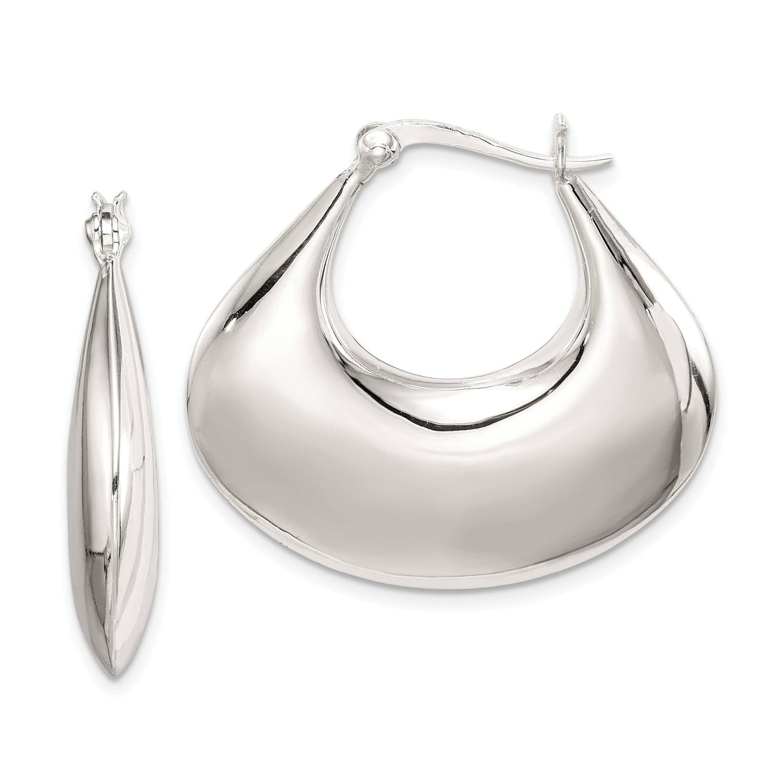 Lovely Rita's Earrings 925 Sterling Silver Polished Puffed Design Hoop Earrings