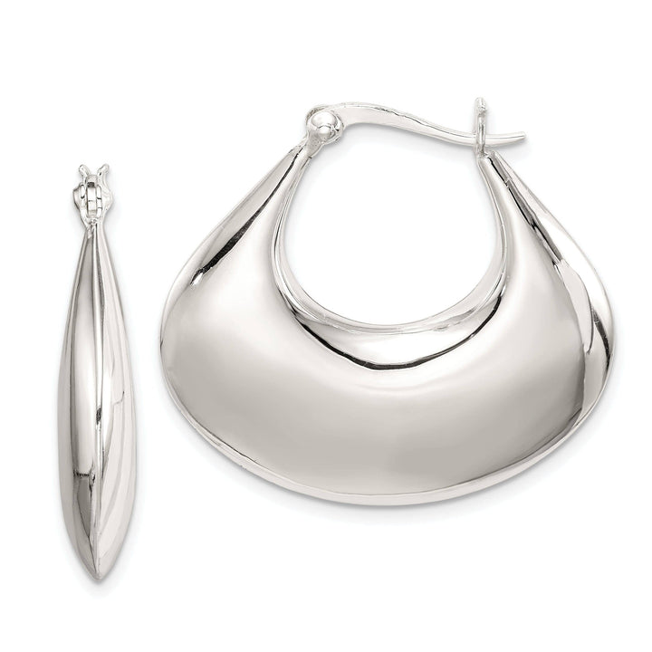 Lovely Rita's Earrings 925 Sterling Silver Polished Puffed Design Hoop Earrings