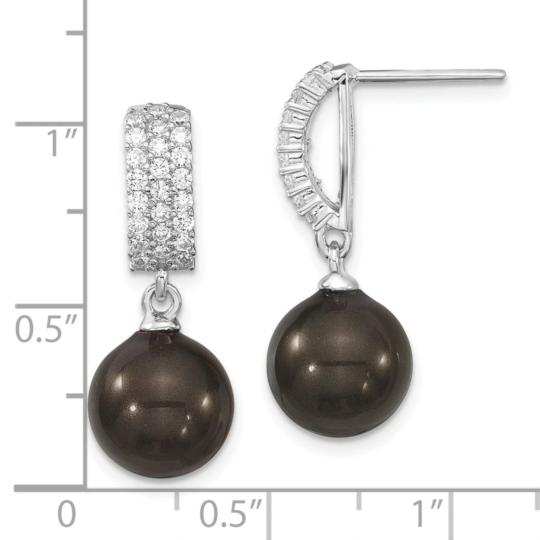 Majestik Shell Pearls Earrings Black Pearl and Cubic Zirconia Dangle Earrings