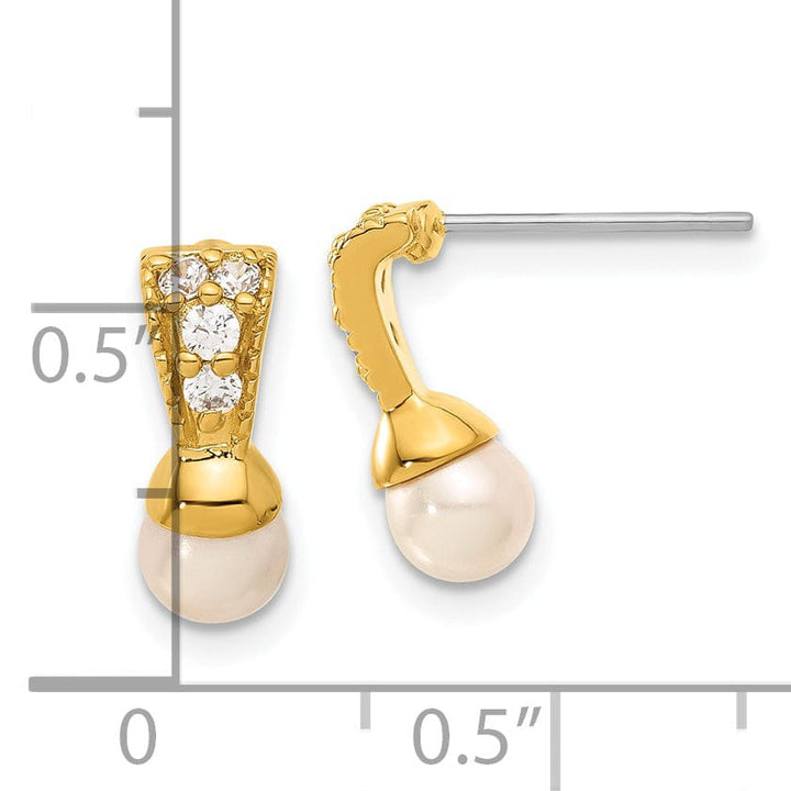 Kelly Waters Earrings Gold Plated Glass Pearl Cubic Zirconia Earrings