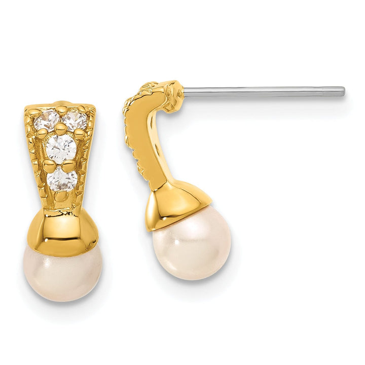Kelly Waters Earrings Gold Plated Glass Pearl Cubic Zirconia Earrings