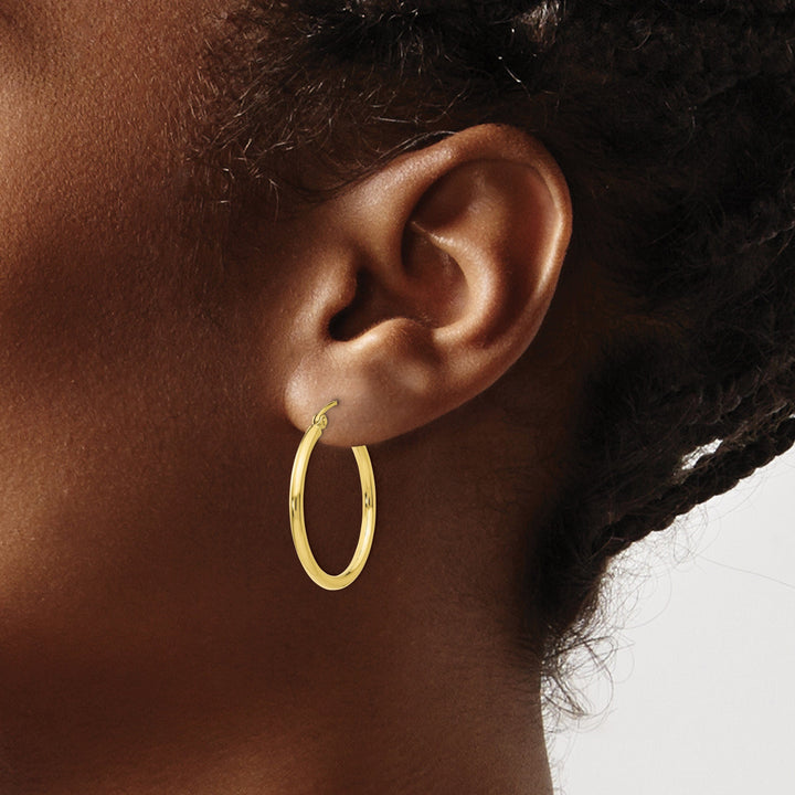 Lovely Rita's Earrings Gold Polished 2MM Round Classic Hoop Earrings