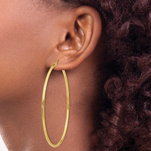 Lovely Rita's Earrings Gold Polished 2MM Round Classic Hoop Earrings