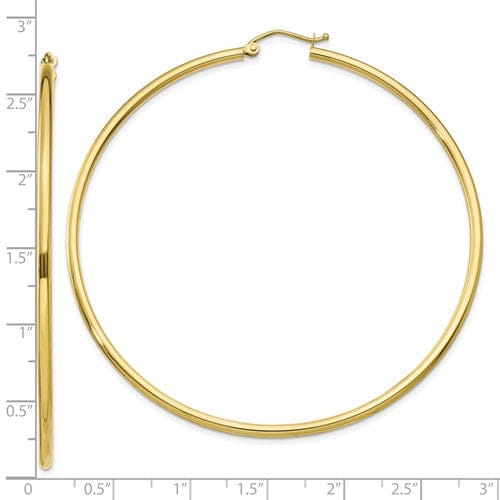 Lovely Rita's Earrings Gold Polished 2MM Round Classic Hoop Earrings