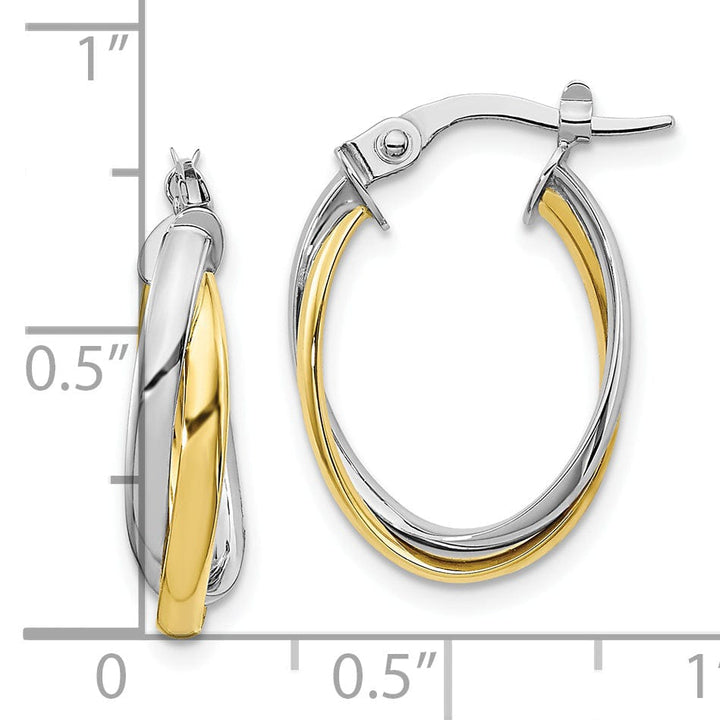Lovely Rita's Earrings Leslie 10K Two Tone Gold Polished Hoop Earrings