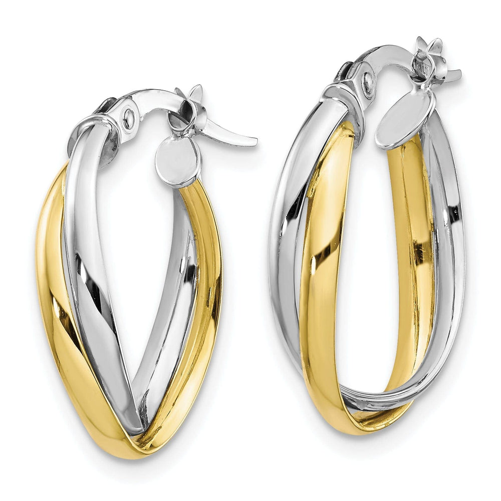 Lovely Rita's Earrings Leslie 10K Two Tone Gold Polished Hoop Earrings