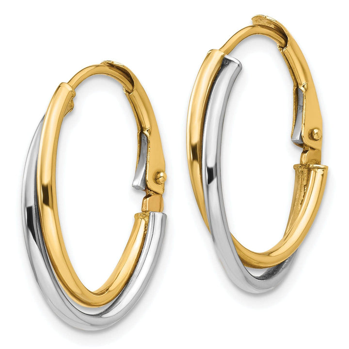 Lovely Rita's Earrings Leslie 14k Two Tone Gold Polished Hoop Earrings