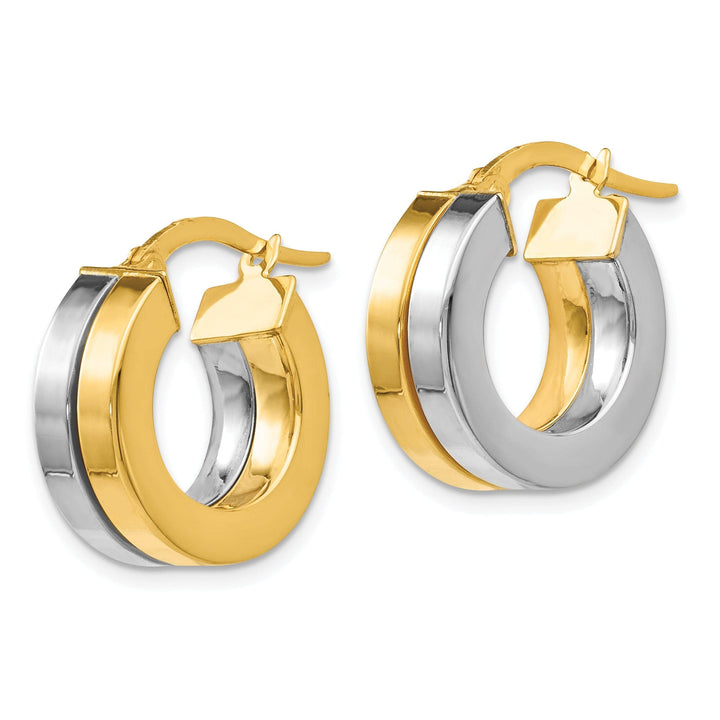 Lovely Rita's Earrings Leslie 14k Two Tone Gold Polished Hoop Earrings