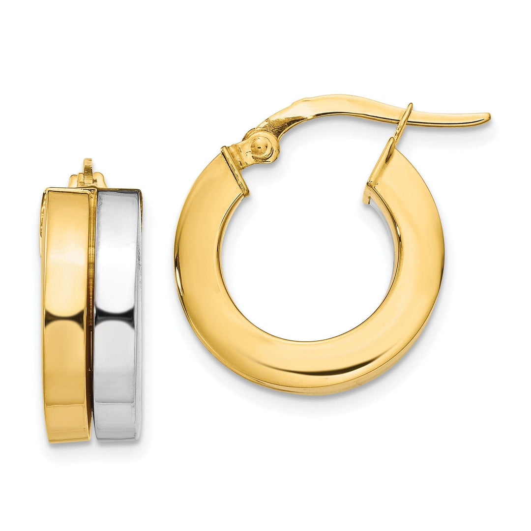 Lovely Rita's Earrings Leslie 14k Two Tone Gold Polished Hoop Earrings