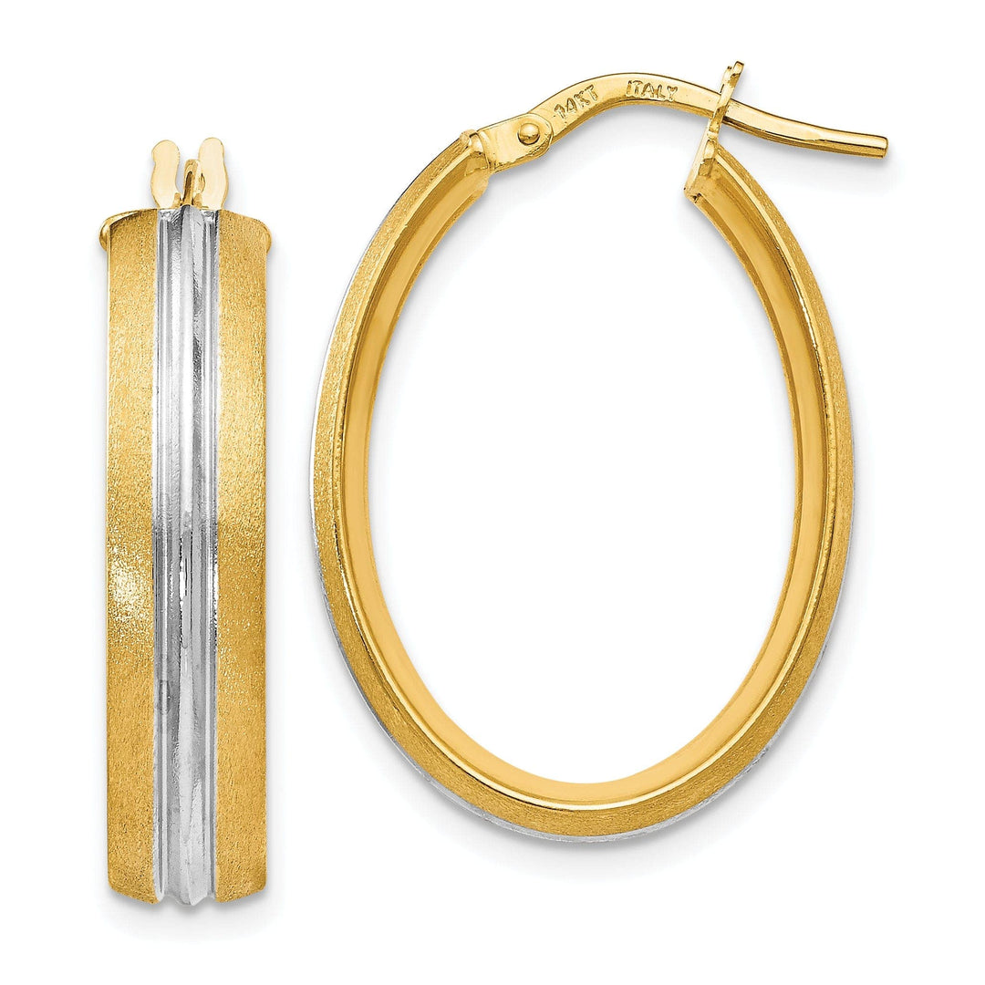 Lovely Rita's Earrings Leslie 14k Two Tone Gold Textured Hoop Earrings