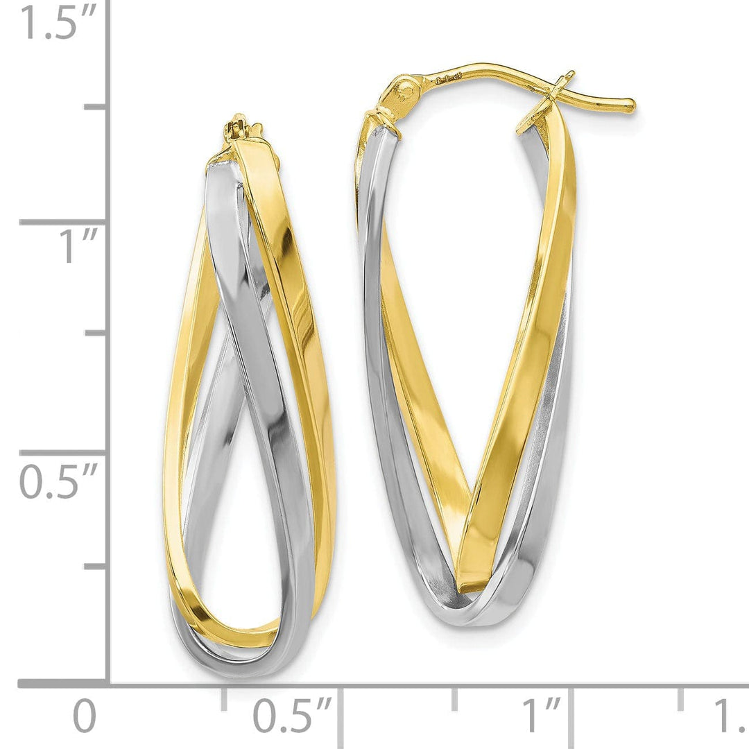 Lovely Rita's Earrings Leslies 10K Two Tone Gold Twisted Hoop Earrings