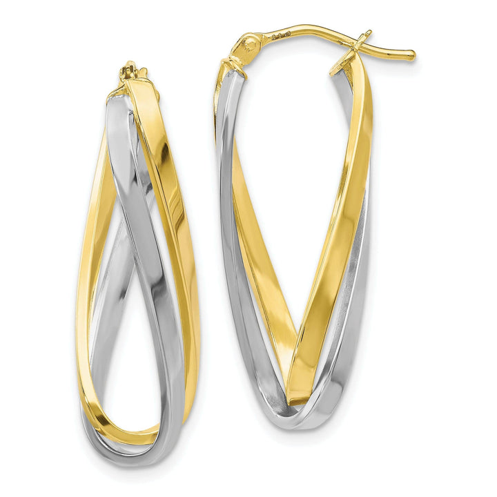 Lovely Rita's Earrings Leslies 10K Two Tone Gold Twisted Hoop Earrings