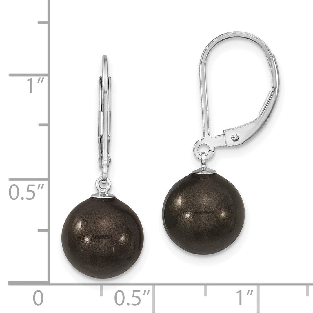 Majestik Shell Pearls Earrings Majestik Round Black Pearl Leverback Earring