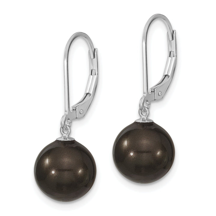 Majestik Shell Pearls Earrings Majestik Round Black Pearl Leverback Earring