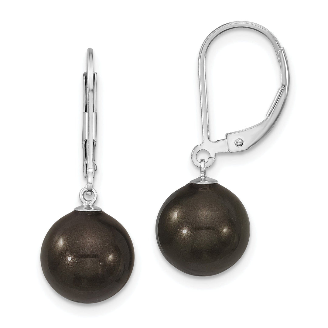 Majestik Shell Pearls Earrings Majestik Round Black Pearl Leverback Earring