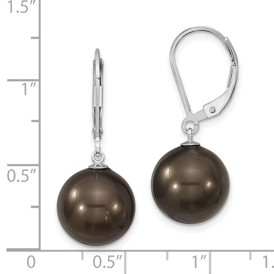Majestik Shell Pearls Earrings Majestik Round Black Pearl Leverback Earrings