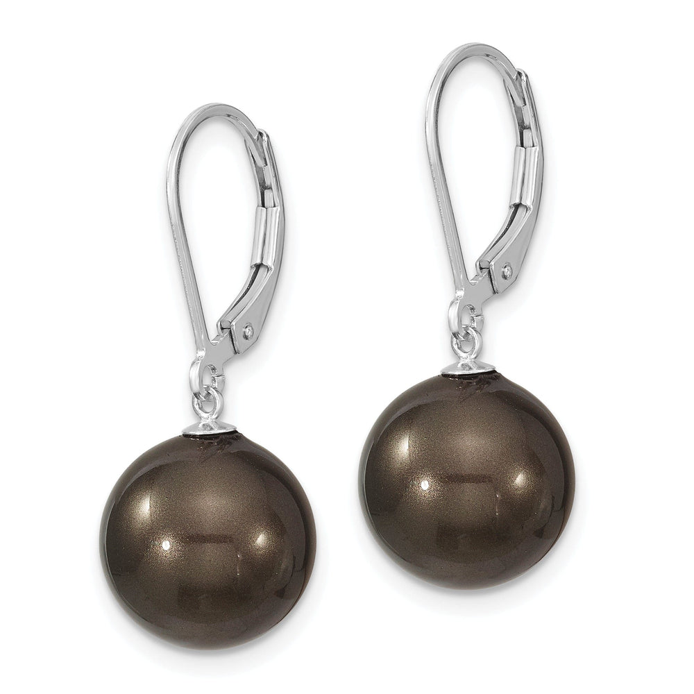 Majestik Shell Pearls Earrings Majestik Round Black Pearl Leverback Earrings