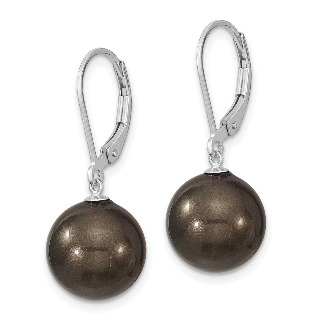 Majestik Shell Pearls Earrings Majestik Round Black Pearl Leverback Earrings