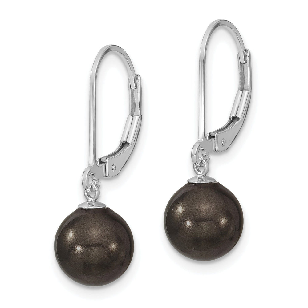 Majestik Shell Pearls Earrings Majestik Round Black Pearl Leverback Earrings