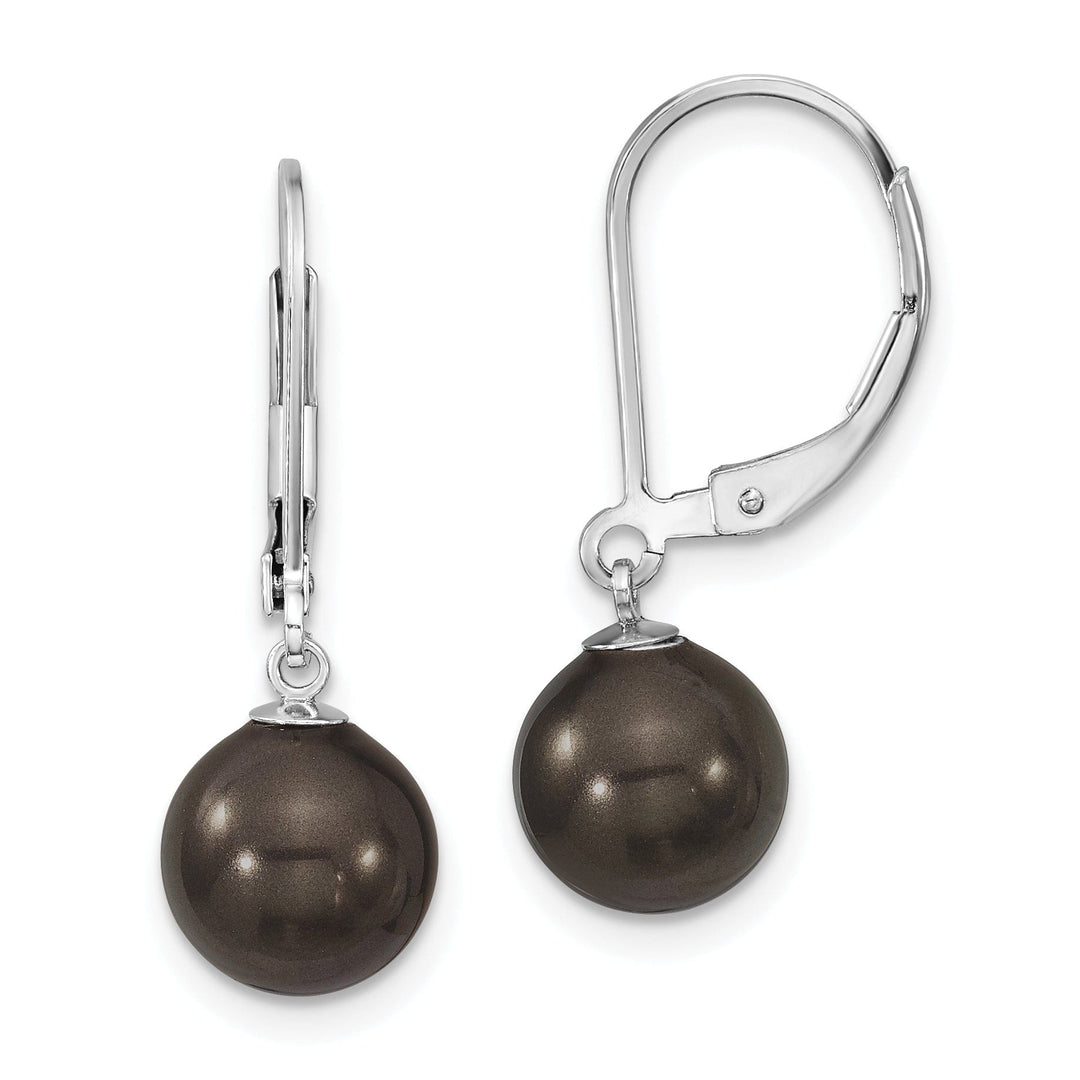 Majestik Shell Pearls Earrings Majestik Round Black Pearl Leverback Earrings