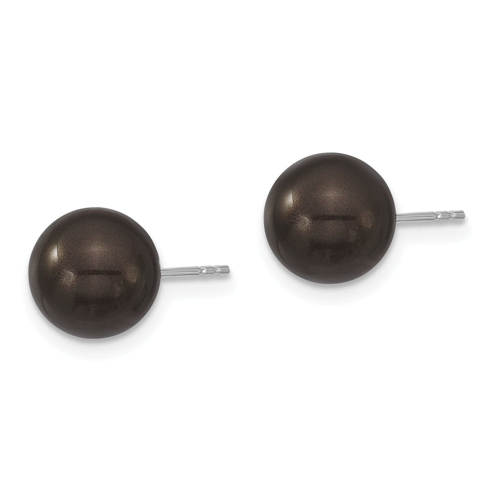 Majestik Shell Pearls Earrings Majestik Round Black Pearl Stud Earrings